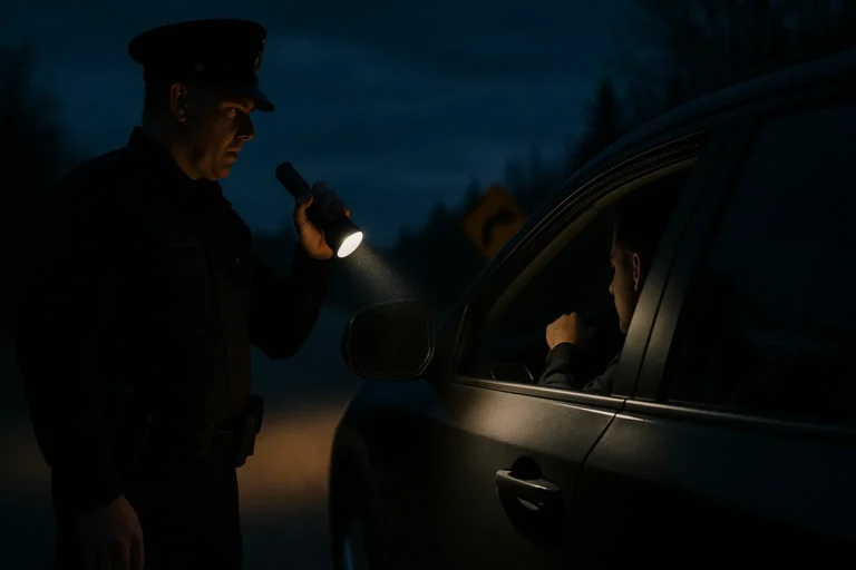 Police officer speaking with driver