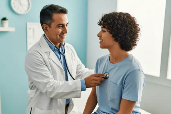 Healthcare professional with patient